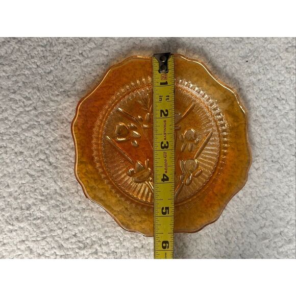 Vintage Jeanette Glass Marigold Iridescent Iris & Herringbone Carnival Glass Des - Picture 8 of 8